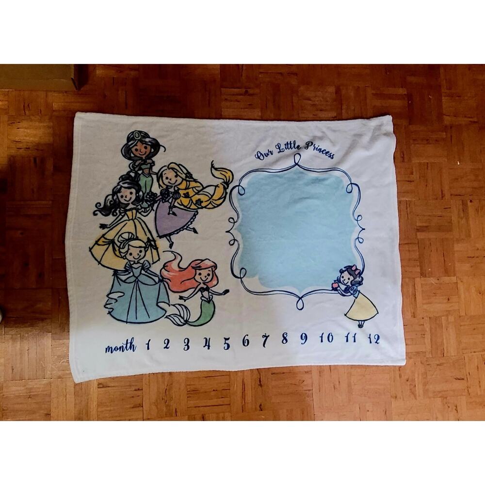Disney Princess Baby Monthly Milestone Fleece Blanket First Year Cinderella Arie